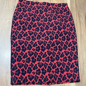 The Limited Animal Print Red & Navy Pencil Skirt size 0